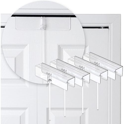 (4- Pack) - Safety Innovations Bi-fold Door Lock - Closet Protection Child and Pet Proof Bi-fold Door Lock - Tool-Free Installation - Unbreakable Clear Polycarbonate - for 1 3/8" Thick Wood Doors