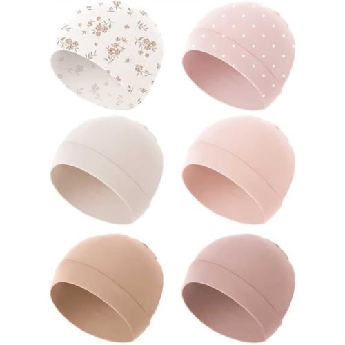 Konssy 6-Pack Baby Beanie Hats for Newborns, Soft Infant Caps for Boys & Girls, 0-6 Months