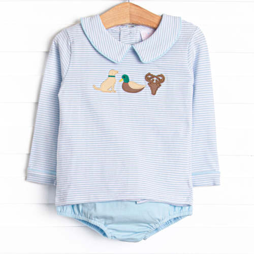 Hudson Hunter Applique Diaper Set, Light Blue Stripe – Stitchy Fish