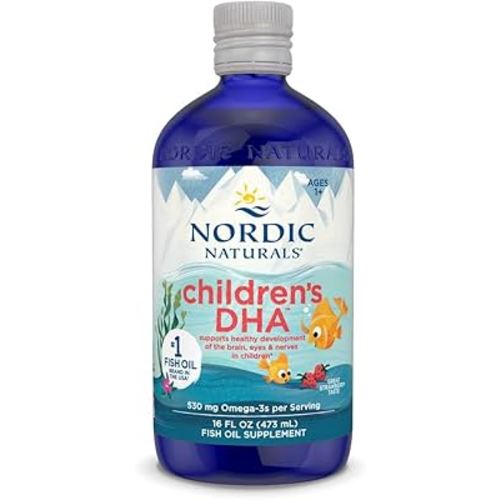 Nordic Naturals Children’s DHA, Strawberry - 16 oz for Kids - 530 mg Omega-3 with EPA & DHA - Brain Development & Function - Non-GMO - 192 Servings