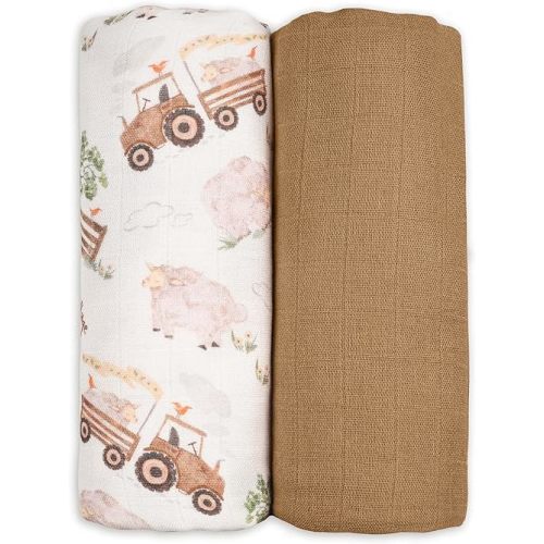 GLLQUEN BABY Muslin Swaddle Blankets 2Pk Receiving Blanket Large 35" x 40"