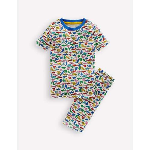 Snug Short John Pajamas-Multi Sharks