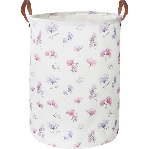 19.7’’ Waterproof Foldable Laundry Basket, Nursery Hamper, Dirty Clothes Hamper, Books Bins, Gift Baskets, Room Decor(Watercolor Flower)