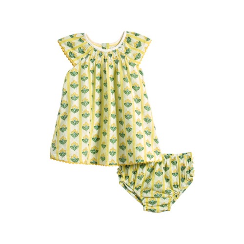 Floaty Shirred Cotton Dress & Bloomers Set, 3-6M