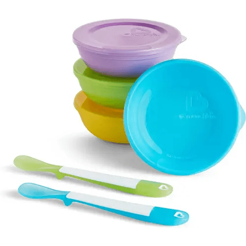 Munchkin® Love-a-Bowls™ 10 Piece Baby Feeding Set, Includes Bowls with Lids and Spoons, Multicolor