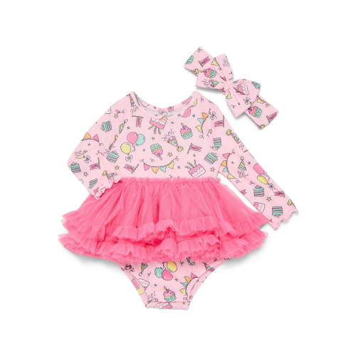 Forever Me Baby Girls' Birthday Print Bodysuit with Tutu Skirt and Headband Set, 2-Piece, Sizes 6/9M-24M