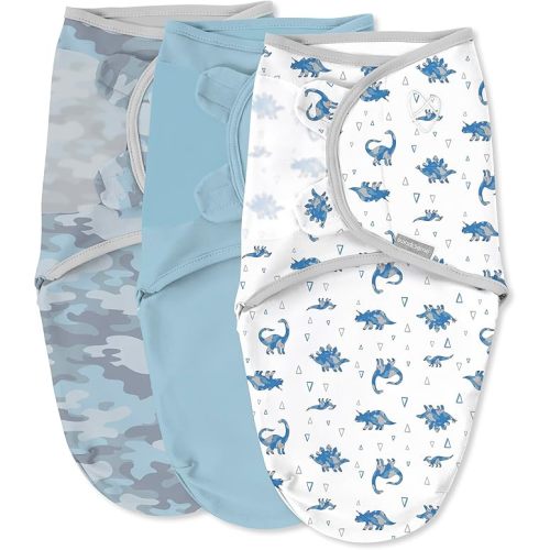 SwaddleMe by Ingenuity Comfort Pack Baby Swaddle Set, Size 0-3 Months, 5-14 Pounds, SwaddleMe Pod, Original Swaddle, Night Sack, 3pk - Little Bees
