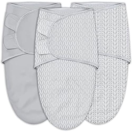 SWEET DOLPHIN 3-Pack Baby Swaddle Sleep Sacks - Newborn Swaddle Blanket with Soft Cotton - Ergonomic Wrap for Boys and Girls, 3-6 Months, Grey