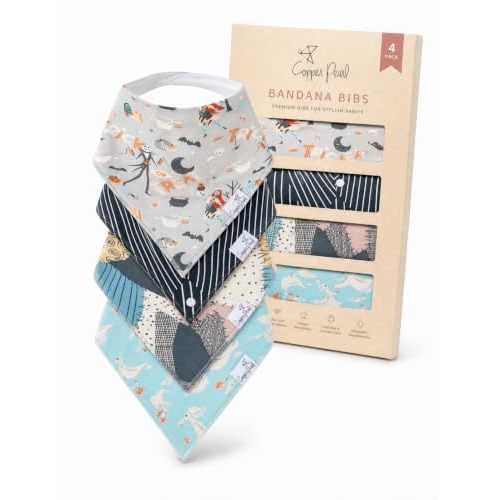 Copper Pearl Disney Baby Bibs 4 Pack, Soft Cotton Bandana Drool Bibs for Baby Girl & Boy, Drooling Teething