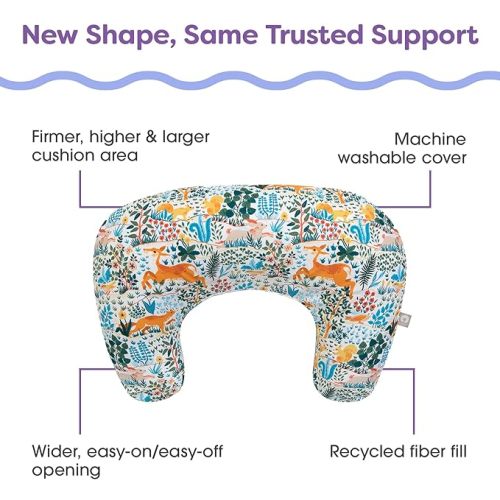 Boppy Nursing Pillow - Ergonomic Bottle & Breastfeeding Pillow with High, Firm, Large Area, Water-Repellent Cushion with Washable Cover; Baby Safety Alliance Verified - Colorful Forest Animals