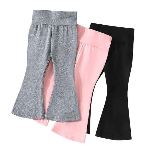 WOYY Baby Girls 3-Pack High Waist Flare Pants Soft Stretch Casual Trousers, Sizes 6-9 Months