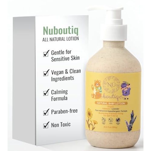 Organic Vegan Baby Lotion – Calendula & Lavender for Gentle Moisturizing Sleep-Time Moisture, Newborns & All Skin Types Eco-Friendly Biodegradable Bottle - 10.6 Fl Oz