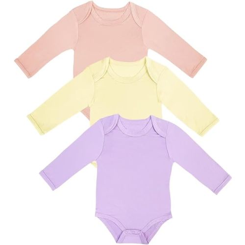 Ekkimy Rayon of Bamboo Baby Bodysuit, Long Sleeve Bodysuits for Boys Girls Infant Soft Clothes 0-24 Months