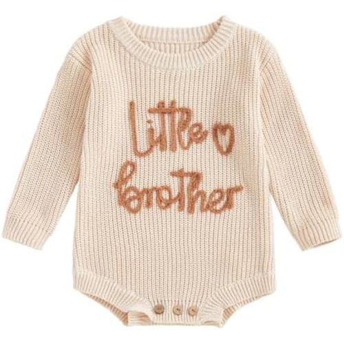 Little Brother Newborn Baby Boy Clothes Letter Embroidery Long Sleeve Infant Knit Sweater Romper
