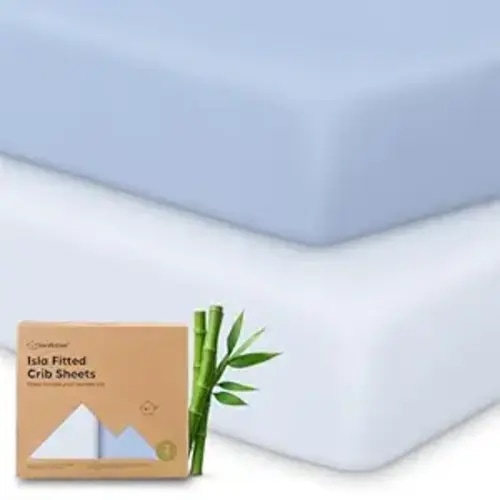 KeaBabies 2-Pack Baby Crib Sheets for Boys, Girls - 52x28 Viscose Derived from Bamboo Toddler Bed Sheets Neutral, Fitted Crib Mattress Cover for Standard Baby Bedding, Soft & Cozy (Blue Flax)