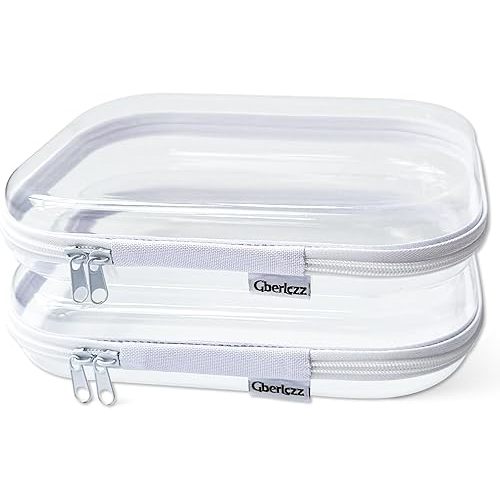 Clear Hard Zipper Case for Storage, Durable Clear Zipper Pouches, Hard Plastic Zippered Pouch for Snacks Toy Travel Organizer