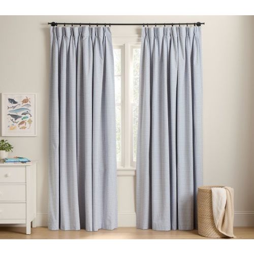 Pinch Pleat Gingham Blackout Curtain | Pottery Barn Kids