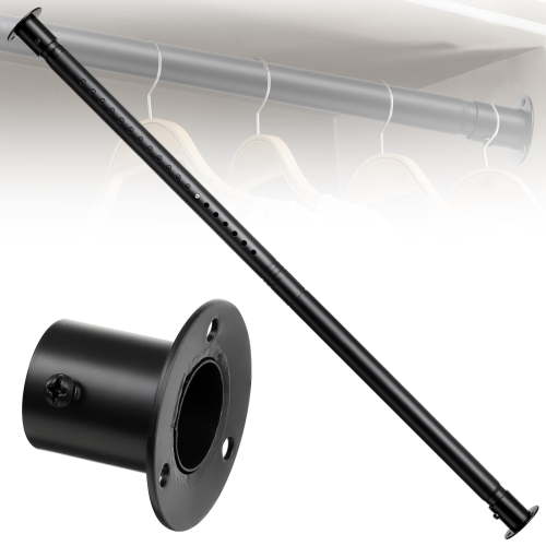 IHOMEPARK Closet rods for hanging clothes, 17 to 41 inch Adjustable Metal Closet Hanging Rod, Matte Black