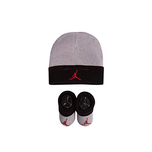 Nike Jordan Infant Baby Hat and Booties Set (Black(LJ0102-K41)/Red, 0-6 Months)