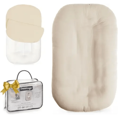 Baby Lounger - Snuggle Cozy Me Infant Lounger for Newborns | Breathable & Soft, Portable Awake-Time Pad, Essential Baby Gift- Coffee (Lounger Cover Included)