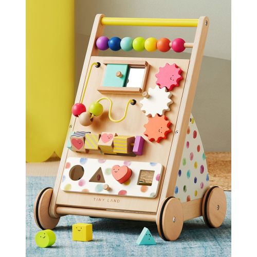 Tiny Land Natural Wooden Baby Walker, Rainbow