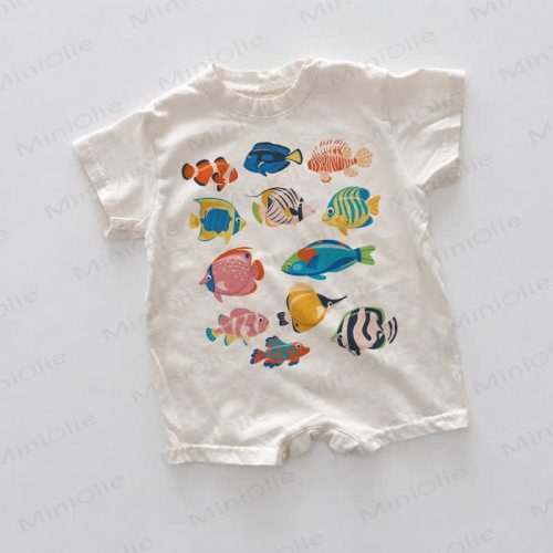 Baby Fish Print White Romper