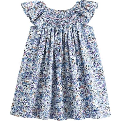 Simplee kids Baby Girl Smocked Dress Summer Casual Short Sleeve Dresses Floral Print Sundress Princess Dress for Toddlers
