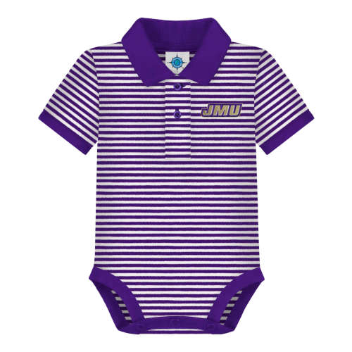 James Madison Dukes Striped Polo Bodysuit | College Baby