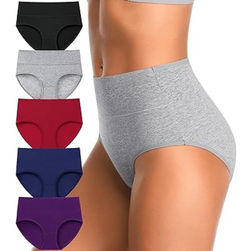 High Waisted Postpartum Underwear Slight Tummy Control Underwear Soft Full Coverage Cotton Panties Multipack