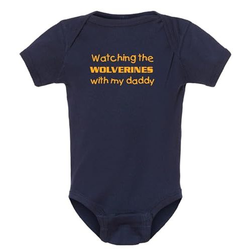 Campus Originals Watching the Wolverines with My Daddy Baby Boy Bodysuit Outfit Romper Gift