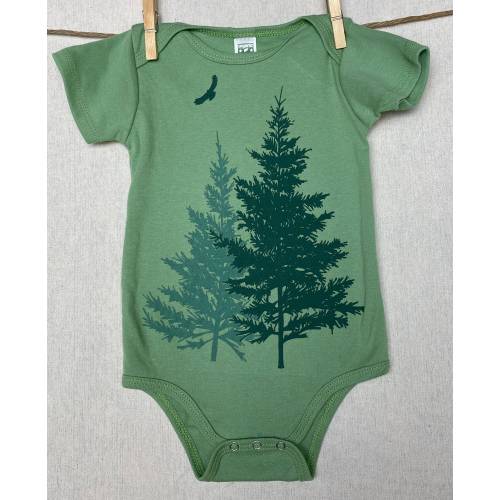 Organic Spruce Trees Infant Bodysuit in Green