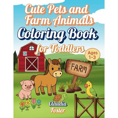 Cute Pets and Farm Animals Coloring Book