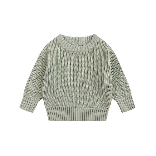 Likimi Toddler Boys Sweater Long Sleeve Solid Color Crewneck Pullover Tops Casual Comfortable Loose Fall Winter Clothes Size 18-24 Months Army Green