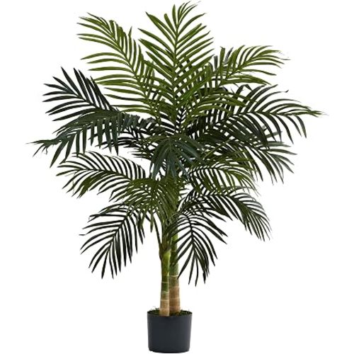 Nearly Natural 4 ft Artificial Golden Cane Palm Tree with Nursery Pot