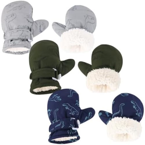 Fleece Lined Mittens for Baby Boys Girls,Baby Toddler Little Kids Winter Gloves Mittens - 2 Pair Pack
