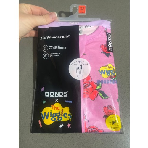 BONDS BABY WONDERSUIT - THE WIGGLES - DOROTHY THE DINOSAUR - PINK - SIZE 1 BNIP