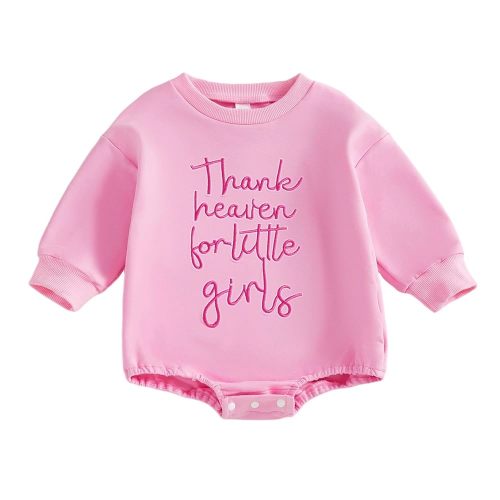 Newborn Infant Baby Girl Clothes Sweatshirt Bubble Romper Letters Long Sleeve Sweater Bodysuit Cute Fall Outfit