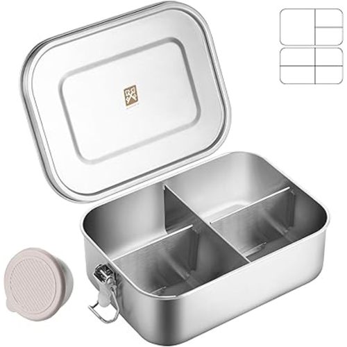 GOLDEN KEY 40oz Stainless Steel Bento Box for Kids & Adults,1200ml Leak-Proof Metal Lunch Container with Lockable Clips, BPA-Free Food Storage for School, Travel & Work, Dishwasher Safe