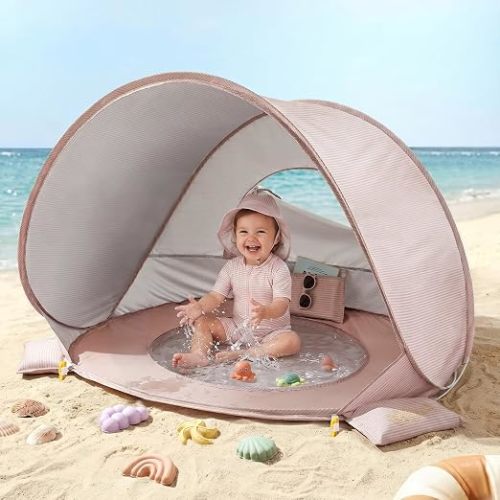 Tiny Land Baby Beach Tent with Pool & UV Protection Sunset Blush