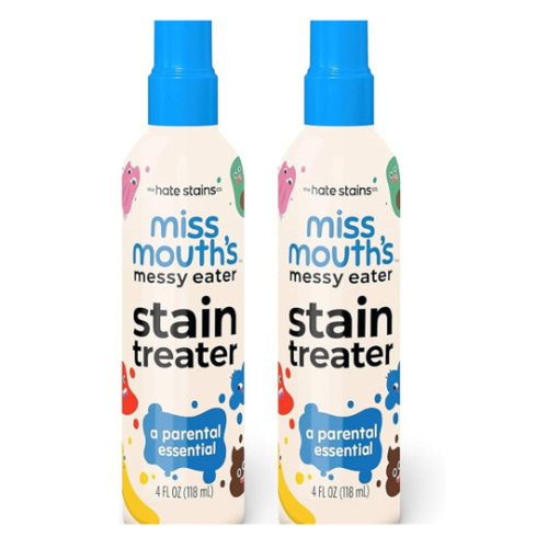 Miss Mouth's Messy Eater Stain Treater Spray - 4oz 2 Pack Stain Remover - Newborn & Baby Essentials - No Dry Cleaning Food, Grease, Coffee Off Laundry, Underwear, Fabric