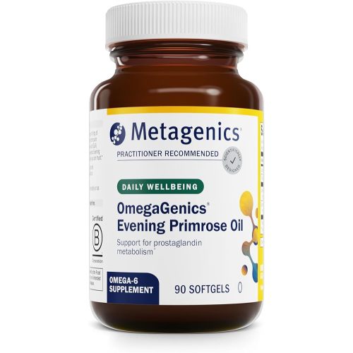 Metagenics OmegaGenics Evening Primrose Oil - 419 mg Omega-6 with 50 mg GLA - Supports Skin, Hormonal, PMS, Menopause & Immune Health* - Non-GMO, Gluten-Free - GMP Certified Facility - 90 Softgels