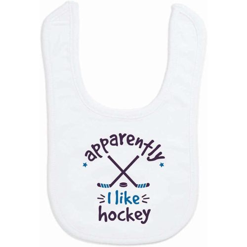ChalkTalkSPORTS Hockey Baby Bib - Apparently I Like Hockey - Snap Closure