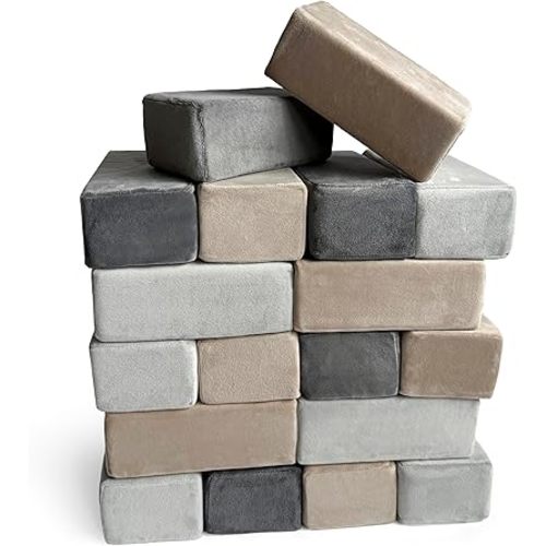 The Original Premium Plush Building Block for Kids - Certified Safe Foam Blocks in Luxuriously Soft Fabric Covers (Castle Rock, Blocks)