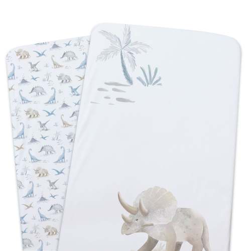 Jurassic Bamboo 2pk Jersey Co Sleeper/Bedside Sleeper Fitted Sheets – Bubba Blue Australia