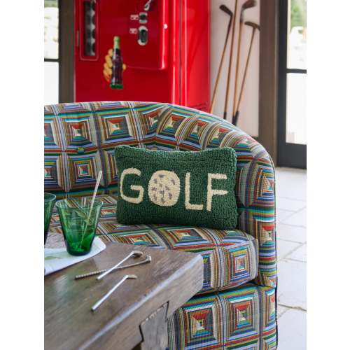Golf Hooked Wool Pillow