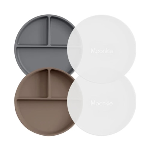 Suction Plates - 2 Pack (Warm Taupe/Dark Grey)