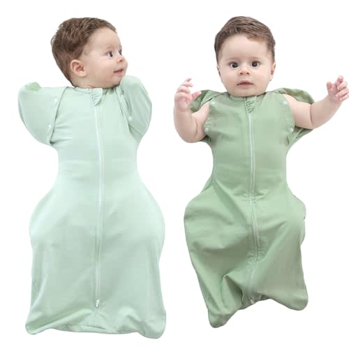 Baby Swaddle Sleep Sacks Twins Pack 3-6 Months, Arms Up Swaddles Cuff Removable Soft, 3-Way Transitional Sleeping Swaddling Sack Blanket, Arms-Free Sleep Bag 2-Way Zipper Snug Fit Newborn Boy Girl