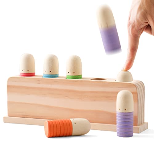 Pop Up Puppets | Multicolor Wooden Color Sorting & Montessori Color Matching Toys | Preschool Learning Educational Toys for Kids Boys & Girls Ages 3+