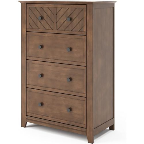 Child Craft Atwood 4-Drawer Chest, 33" W Modern Nursery Chest with Chevron Top Drawer, Hexagonal Knobs, Anti-Tip Kit, Cocoa Bean