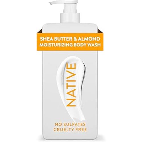 Native Moisturizing Body Wash Contains Naturally Derived Ingredients | For Women & Men, Sulfate, Paraben, & Dye Free Leaving Skin Soft and Hydrated | Shea Butter & Almond 18 oz